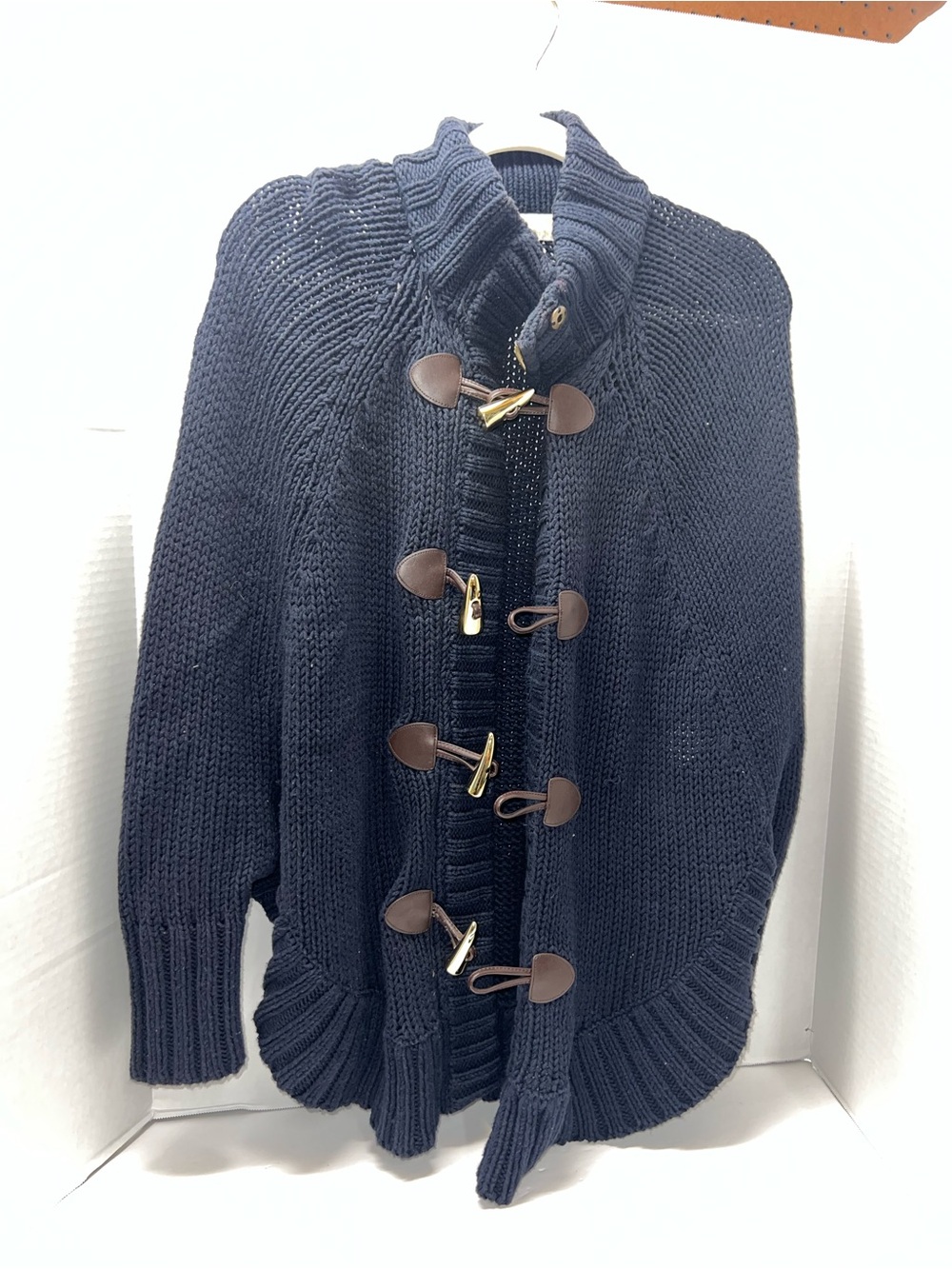 Michael Kors Navy Toggle Knit Cardigan Sweater